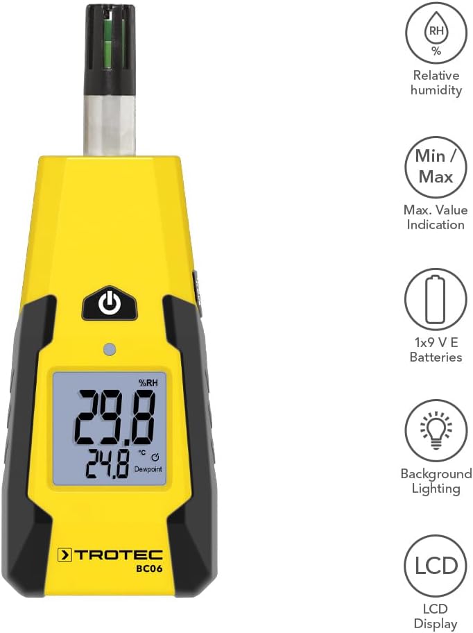 Trotec BC06 Thermo-hygromètre de Poche Professionnel avec Pochette