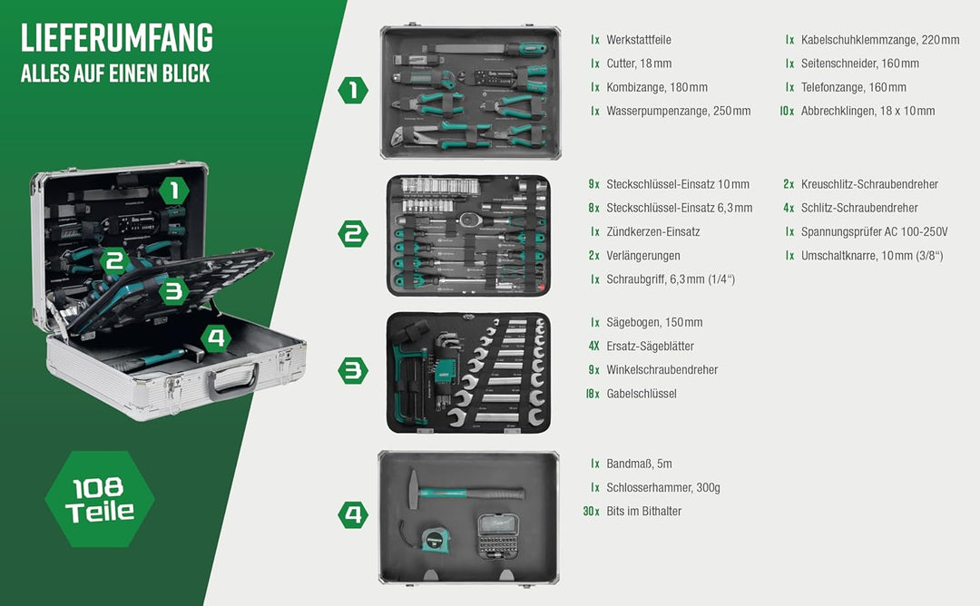 Coffret Outils Brüder Mannesmann M29075 108 Pièces Complet