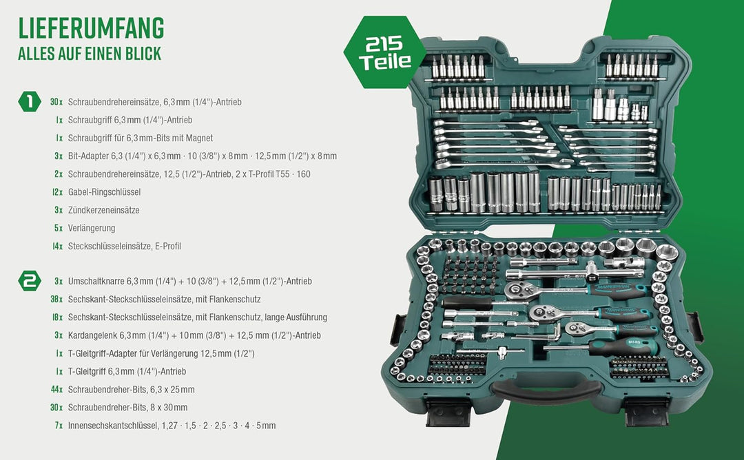 Coffret Douilles Brüder Mannesmann M98430 – 94 pièces Chrome Vanadium