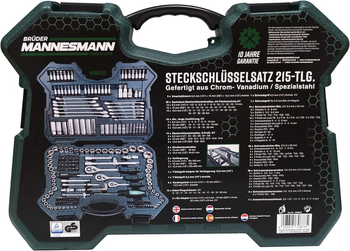 Coffret Douilles Brüder Mannesmann M98430 – 94 pièces Chrome Vanadium