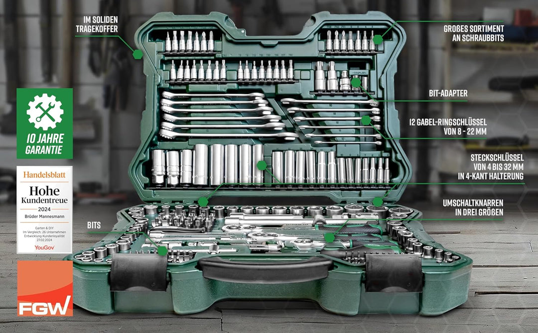 Coffret Douilles Brüder Mannesmann M98430 – 94 pièces Chrome Vanadium