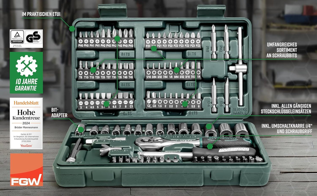 Coffret de douilles et embouts Brüder Mannesmann M29166 – 130 pièces