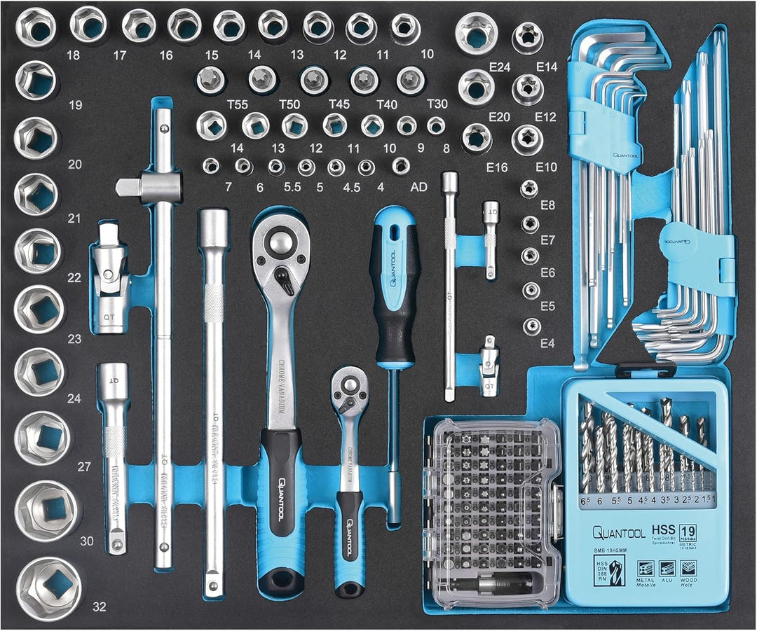 Brüder Mannesmann Q25160 - Tool trolley, 217 pcs. tool assortment