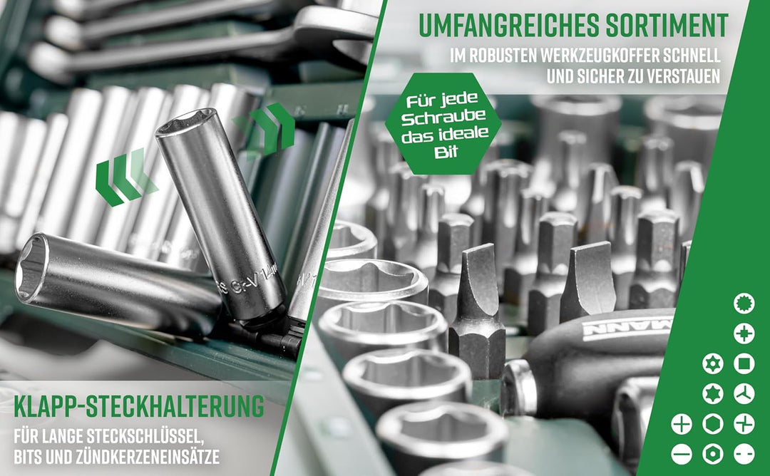 Coffret Douilles Brüder Mannesmann M98430 – 94 pièces Chrome Vanadium