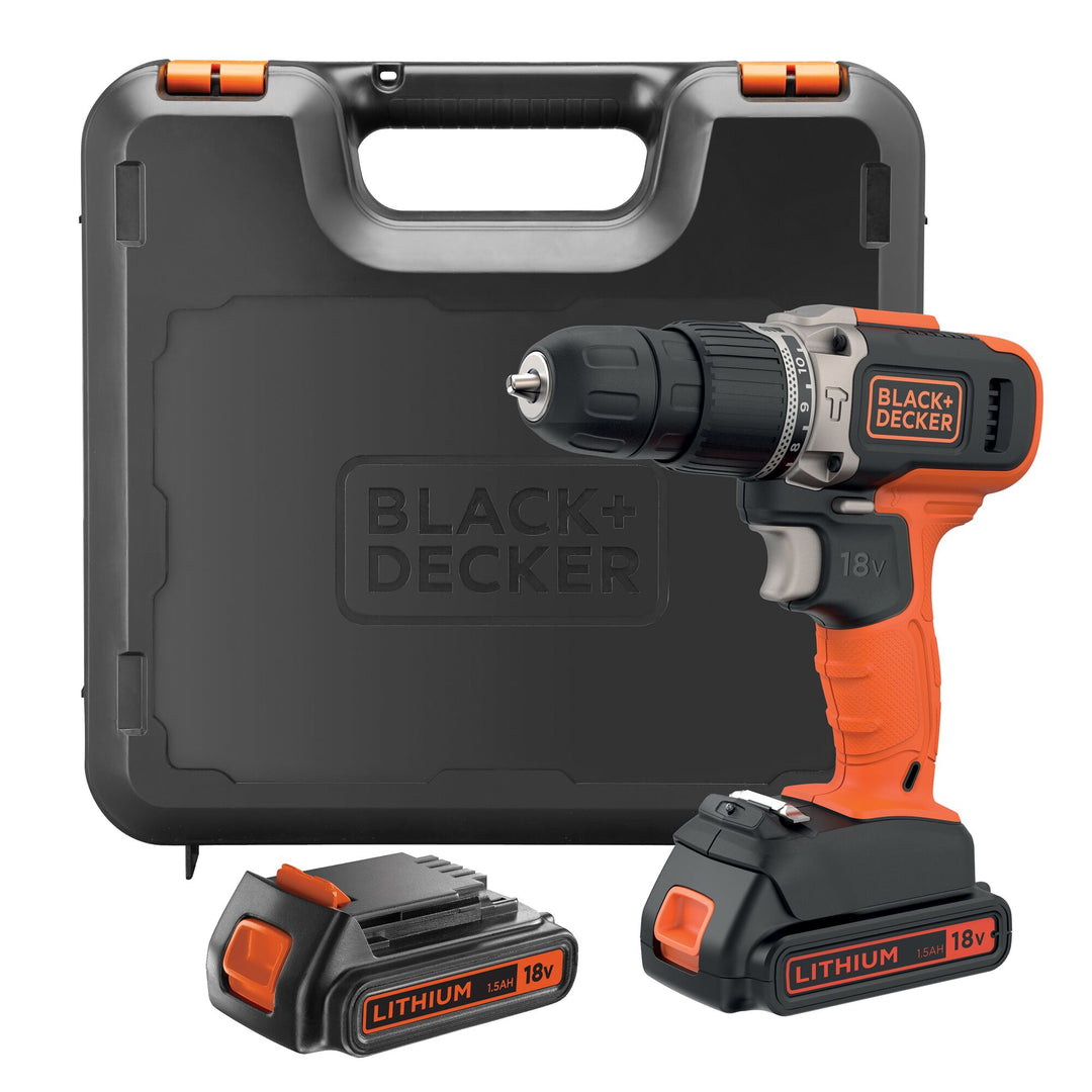 Black+Decker 18 V Hammer Drill & 2 x 1.5 Ah Batt KitBox - BCD003C2K