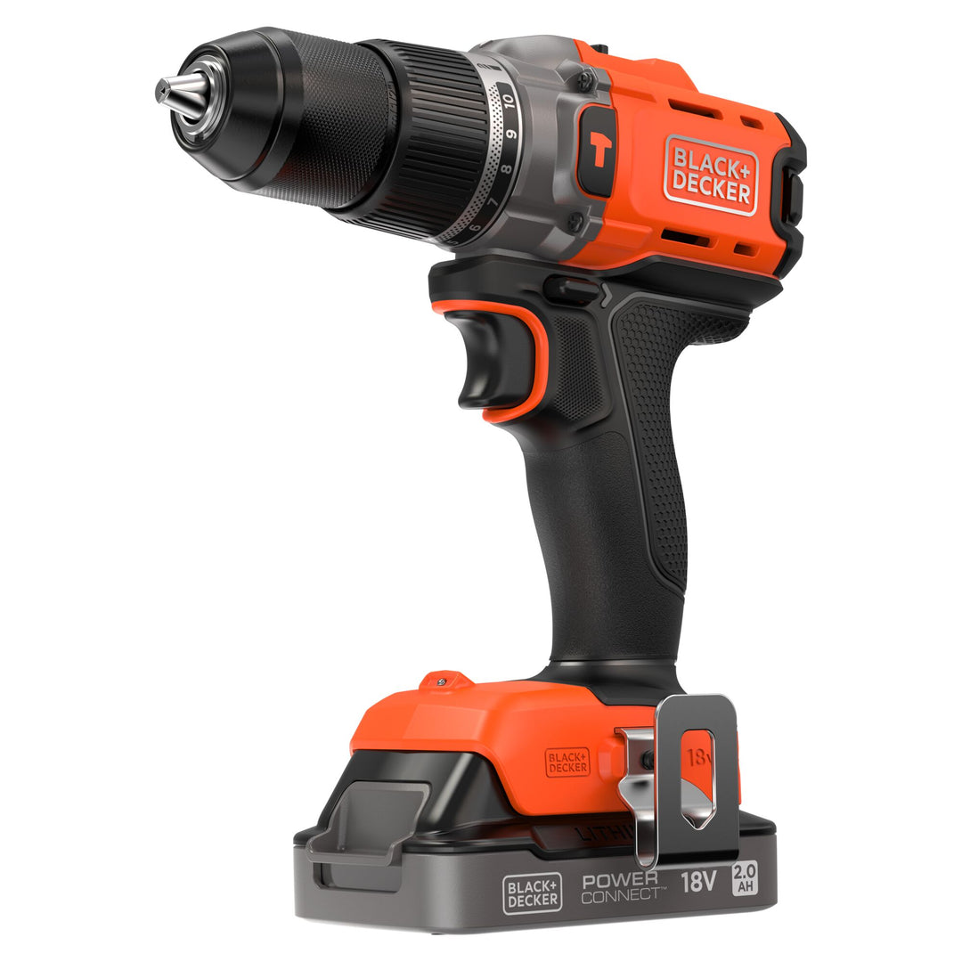 Black+Decker Perceuse visseuse percu 18 V ECO 2 x 2 Ah - BCD383D2XK