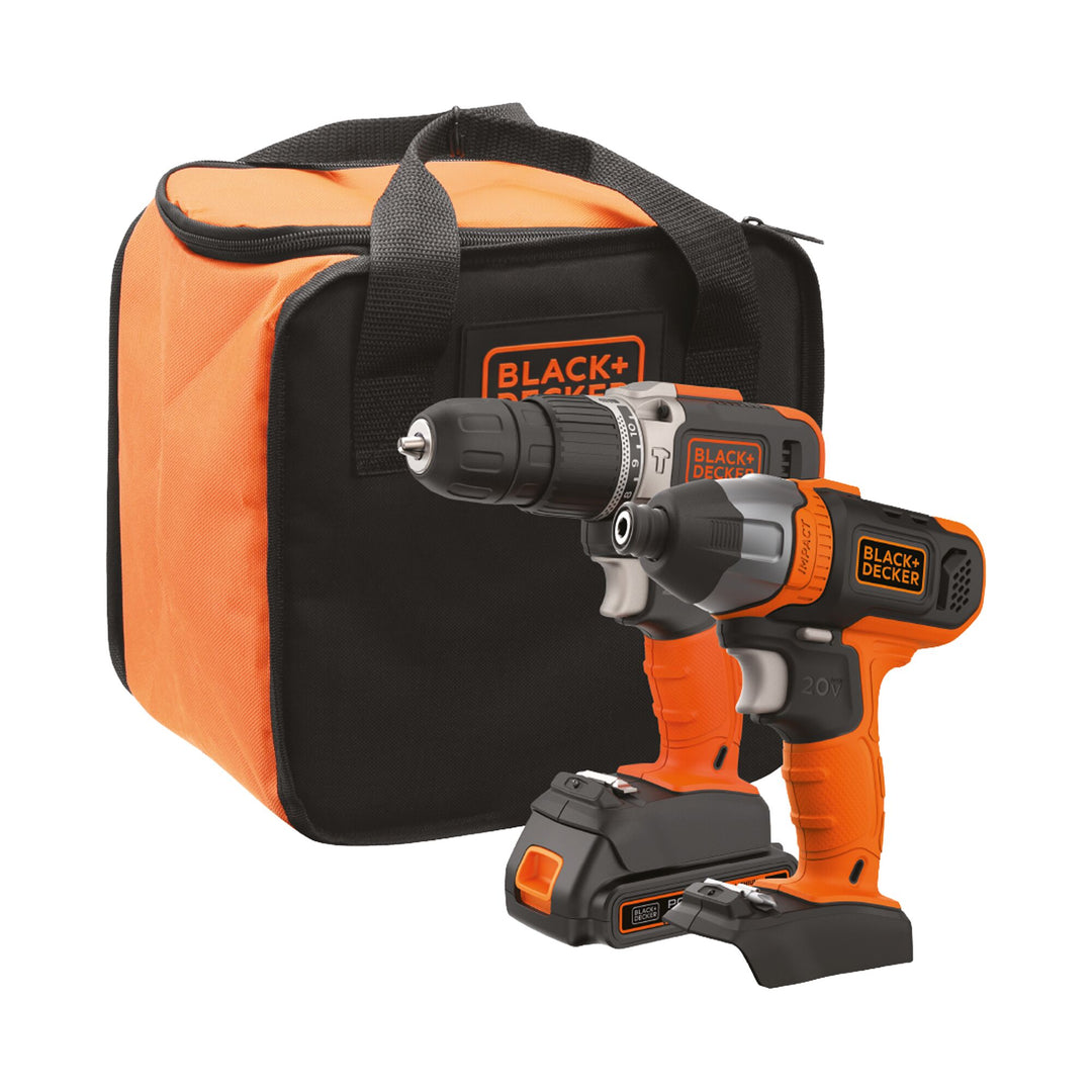 Black+Decker 18 V Hammer and Impact 1B in softbag - BCK21S1S