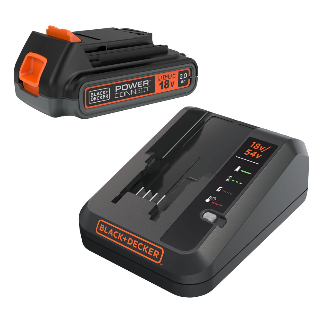 Black+Decker 18 V 2A Charger and 18 V 2 Ah Battery - BDC2A20