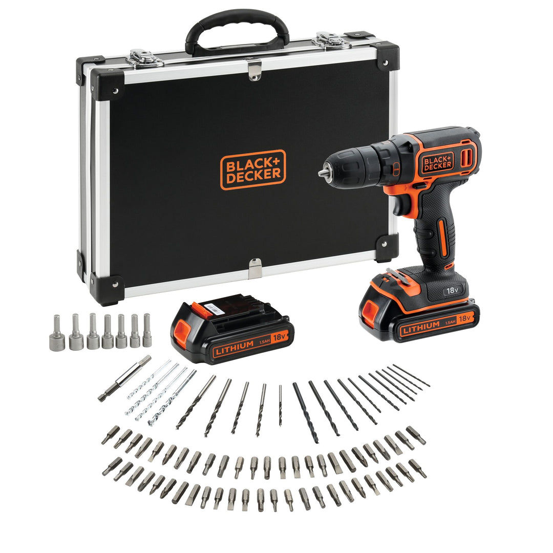 Black+Decker Kit 18 V perc/viss 2batt acc flightcase - BDCDC18BAFC