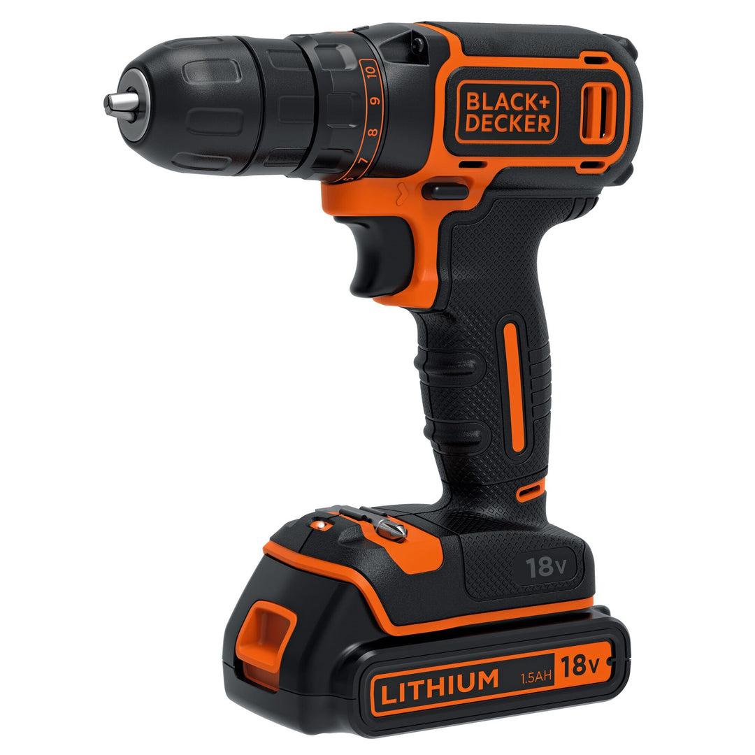 Black+Decker Perceuse 18 V bat 1,5 Ah chargeur 400mA - BDCDC18K