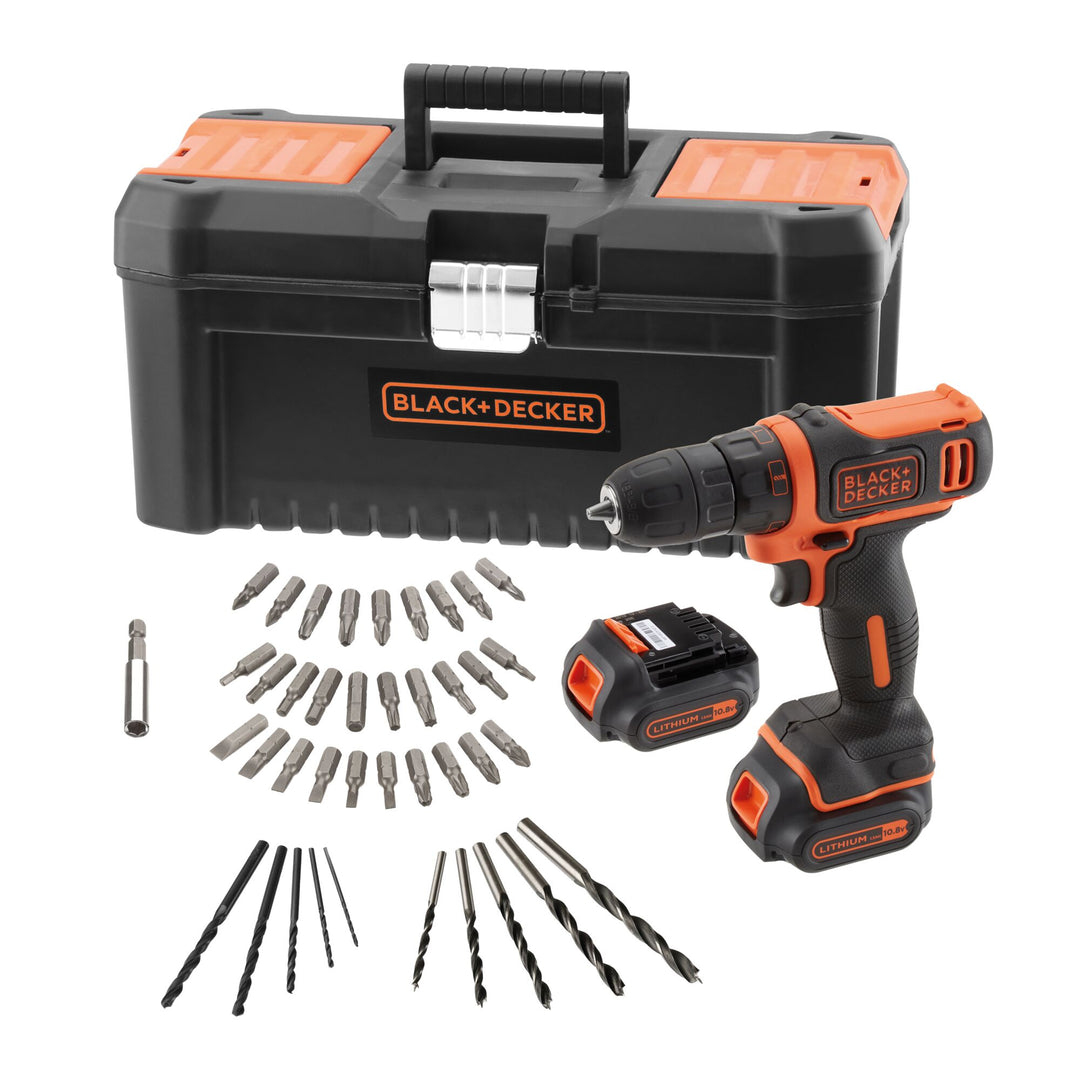 Black+Decker 10.8 V Drill Driver 2B pl acc in toolbox - BDCDD121BKA