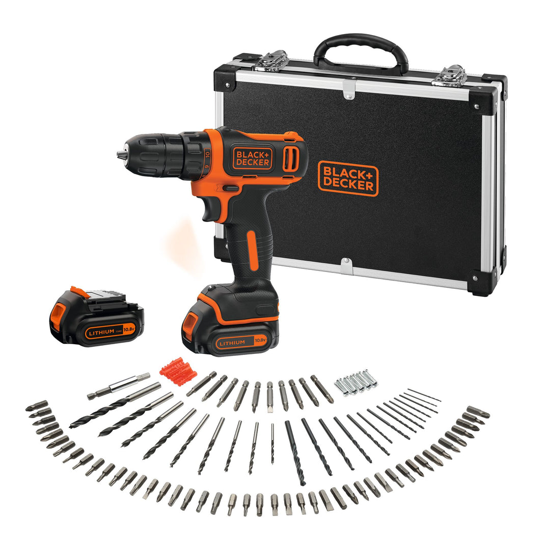 Black+Decker Kit 10,8 V perc/viss 100acc boîte flightc - BDCDD12BAFC