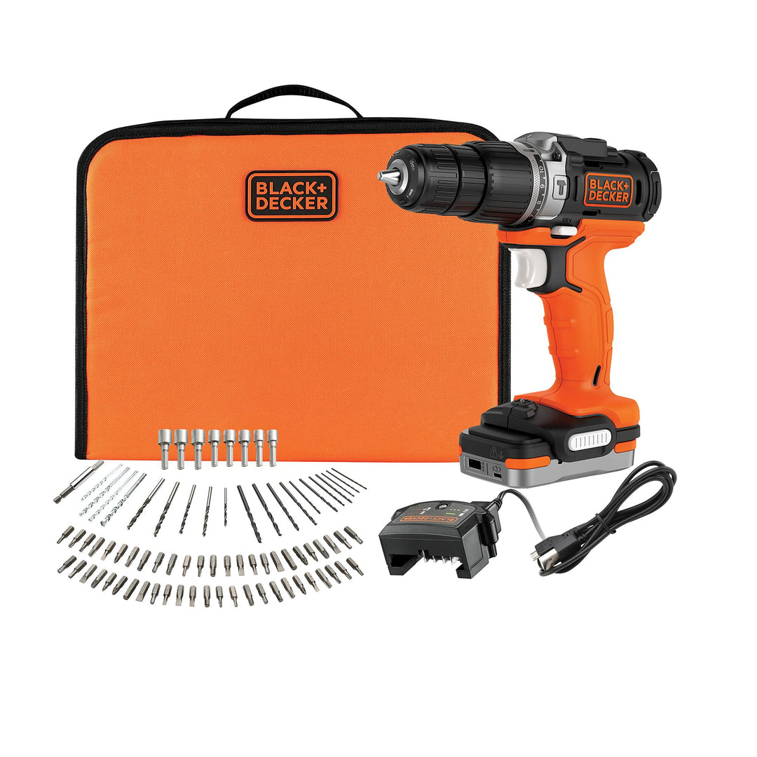 Black+Decker Perceuse percu 12 V + 1.5 Ah + 80 Accs - BDCHD12S1A