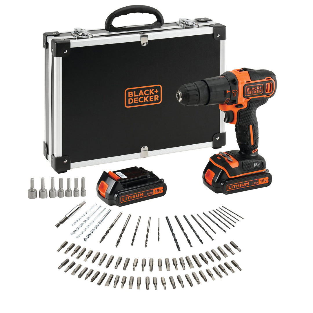 Black+Decker Kit 18 V perc à perc 2batt acc flightcase - BDCHD18BAFC