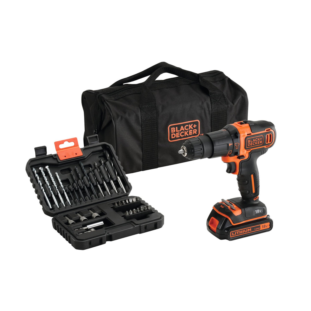 Black+Decker 18 V Perceuse Percussion + access. et sac - BDCHD18S32