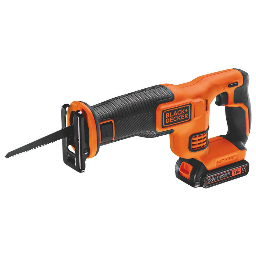 Black+Decker 18 V Recip Saw + 2.5 Ah Battery+1A Charger - BDCR18E1