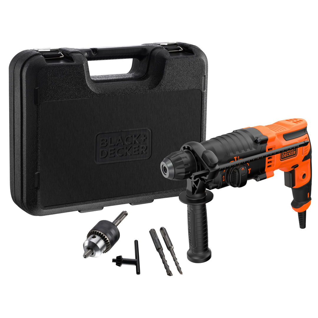 Black+Decker B+D 650 W SDS+ Hammer Drill in Kit Box - BEHS01K