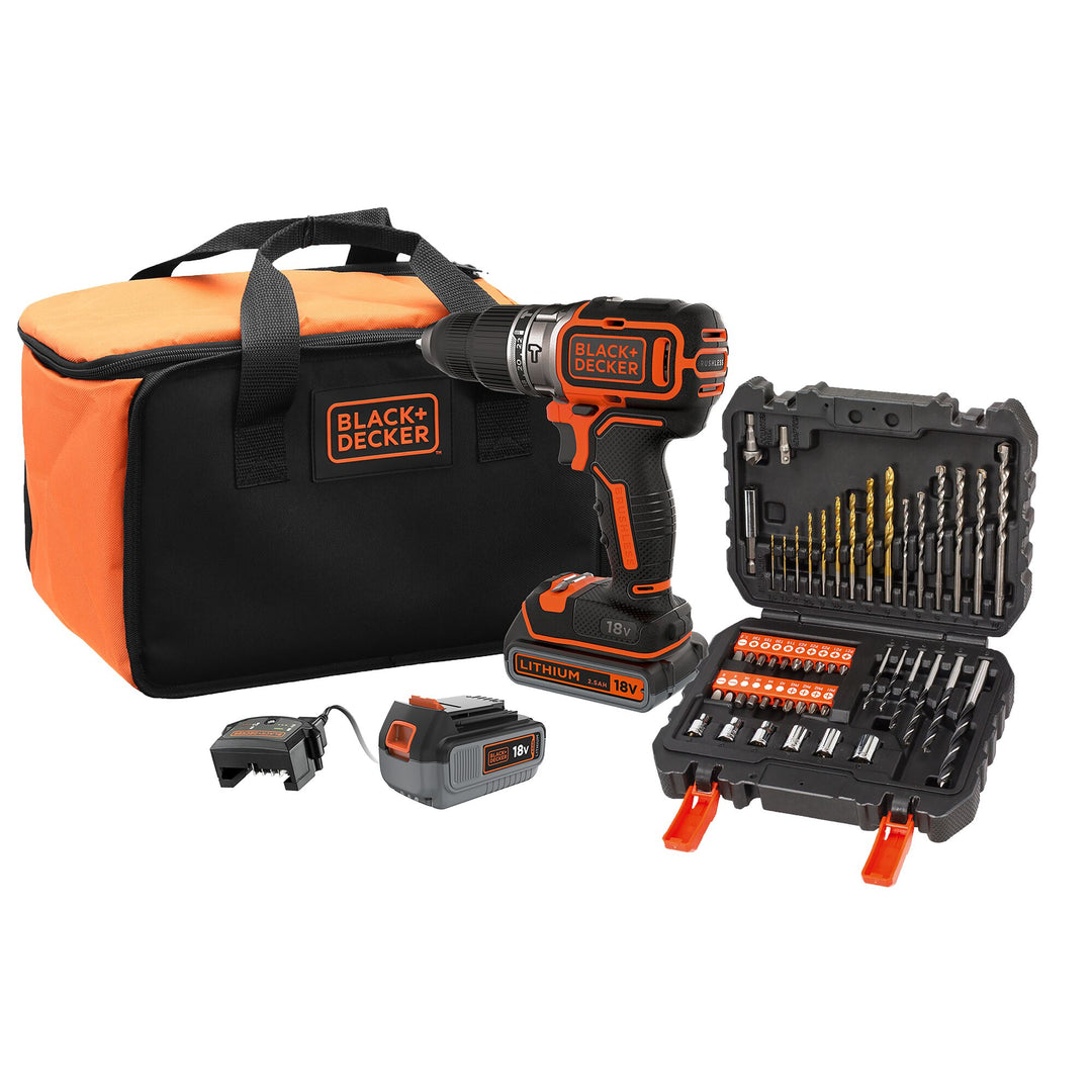 Black+Decker Perceuse percu 18 V + 1 x 4 Ah + 50 Accs - BL188ME2SA