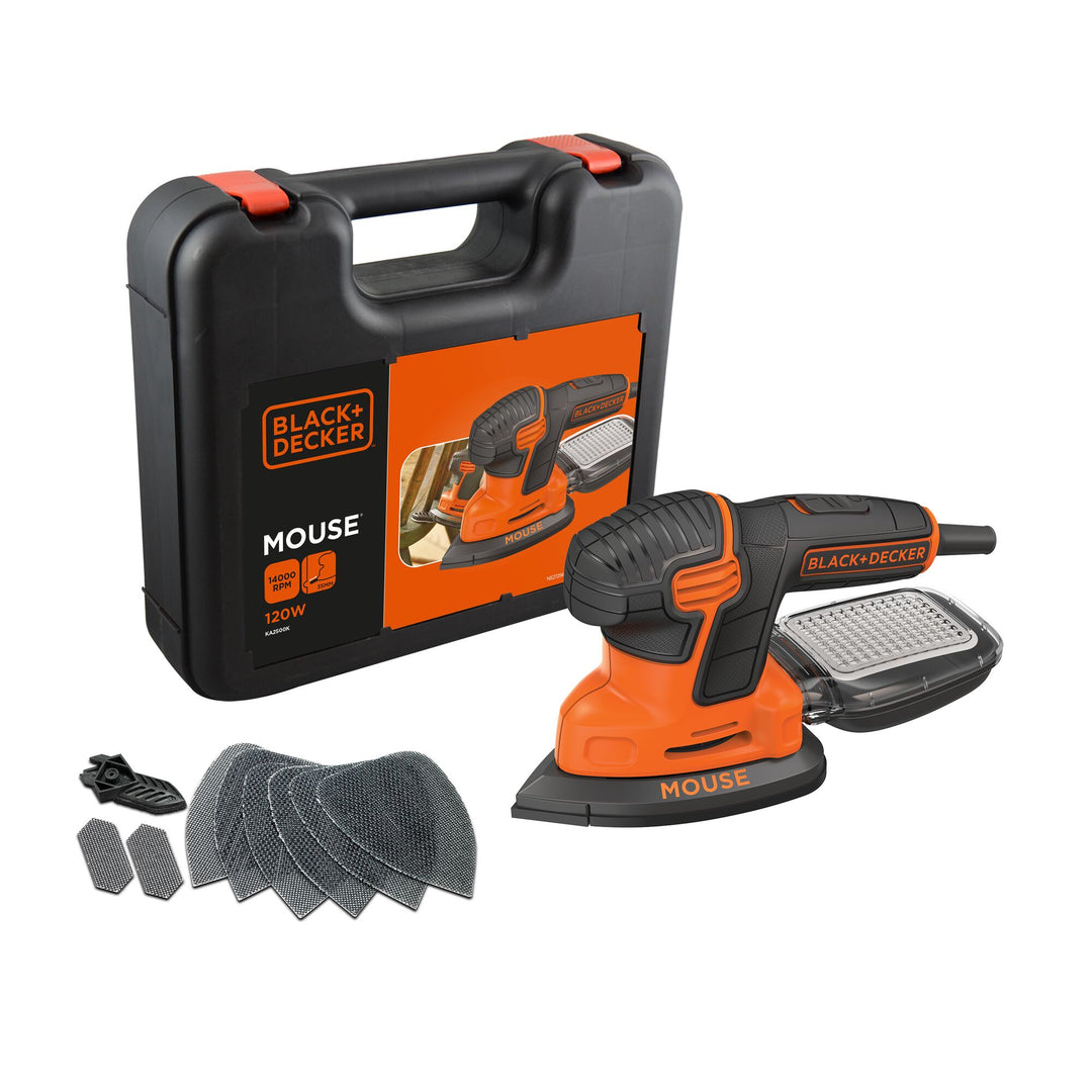 Black+Decker 120 W ponceuse Mouse 6x abr synth coffret - KA2500K