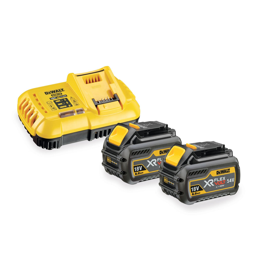 DEWALT Pack 2 batteries XR FLEXVOLT 18V/54V 6Ah/2Ah Li - Ion + chargeur rapide - MK SELLER EU