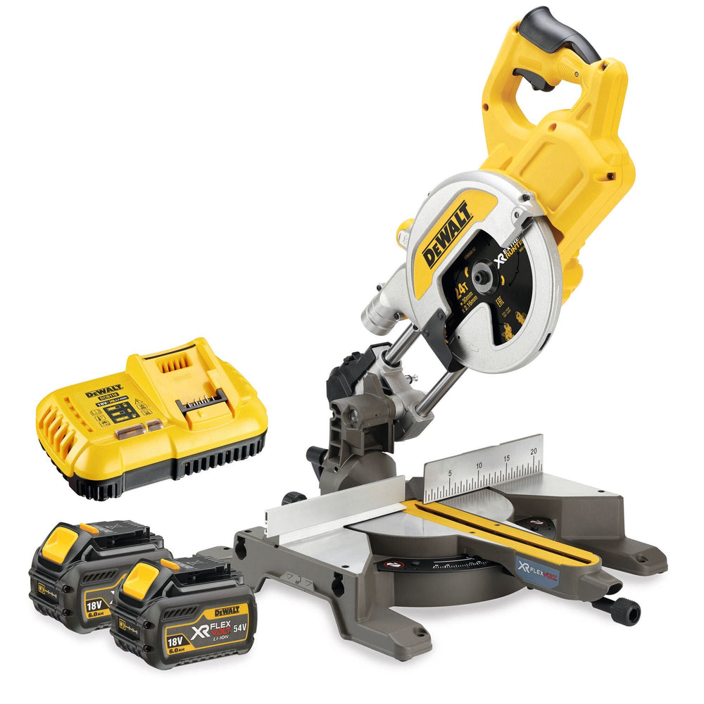 DEWALT Scie à onglets radiale XR FLEXVOLT 54V 2Ah Li - Ion Brushless 216 mm - MK SELLER EU