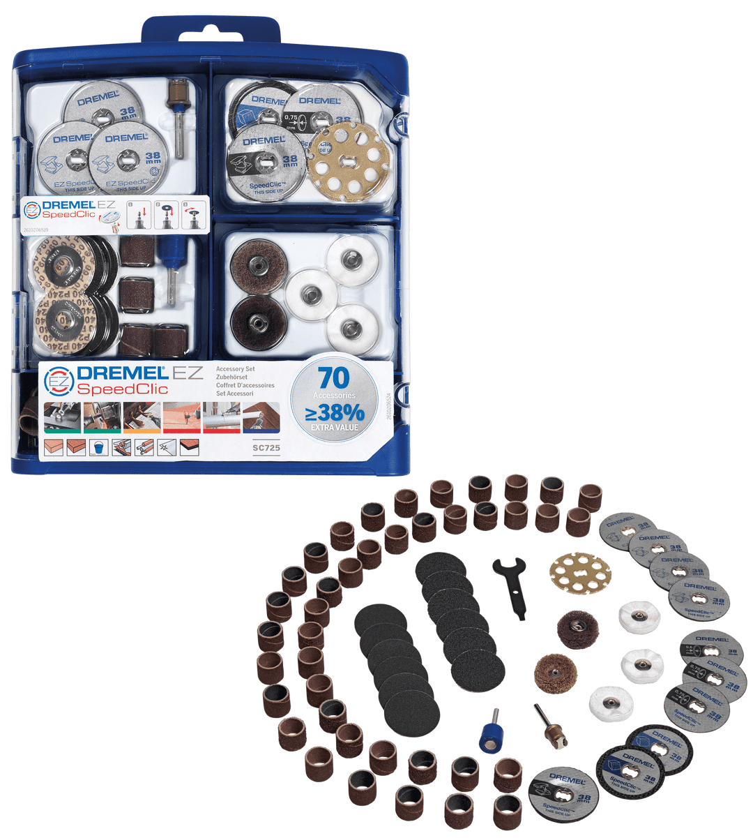 DREMEL E725 Coffret d'accessoires EZ SpeedClic 70 pièces - MK SELLER EU