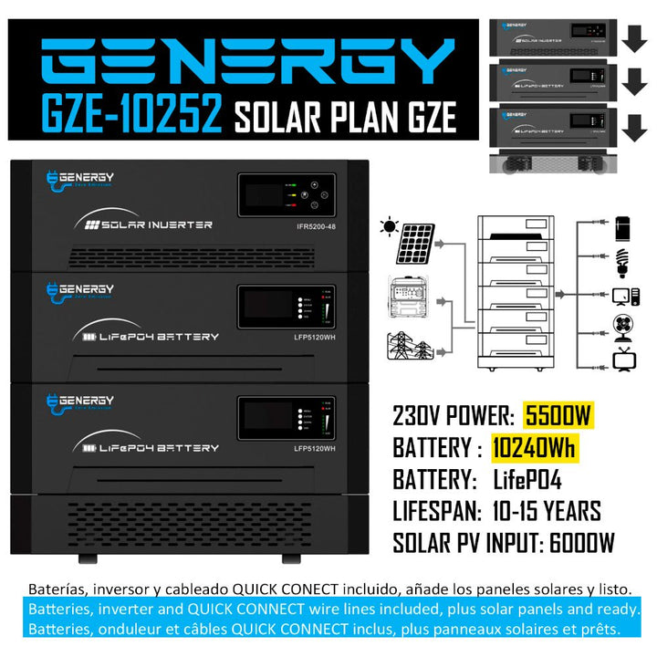 Genergy GZE - 10252 5500 W – Système solaire évolutif - MK SELLER EU